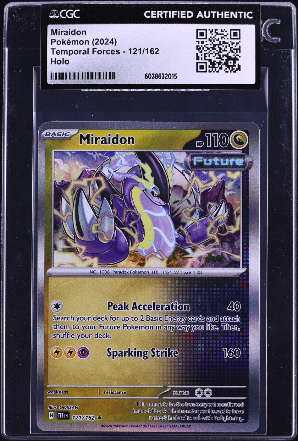 2024 Pokemon Scarlet & Violet Temporal Forces Holo Miraidon #121 CGC AUTH