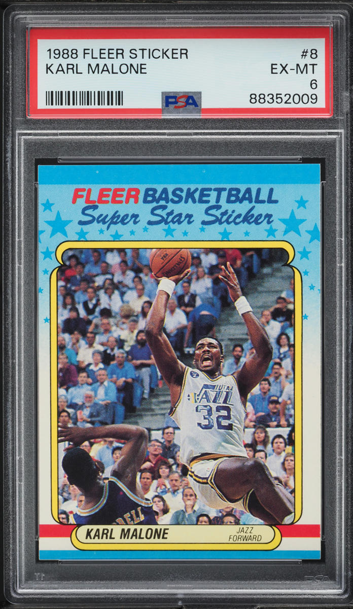 1988 Fleer Sticker Karl Malone #8 PSA 6 EXMT