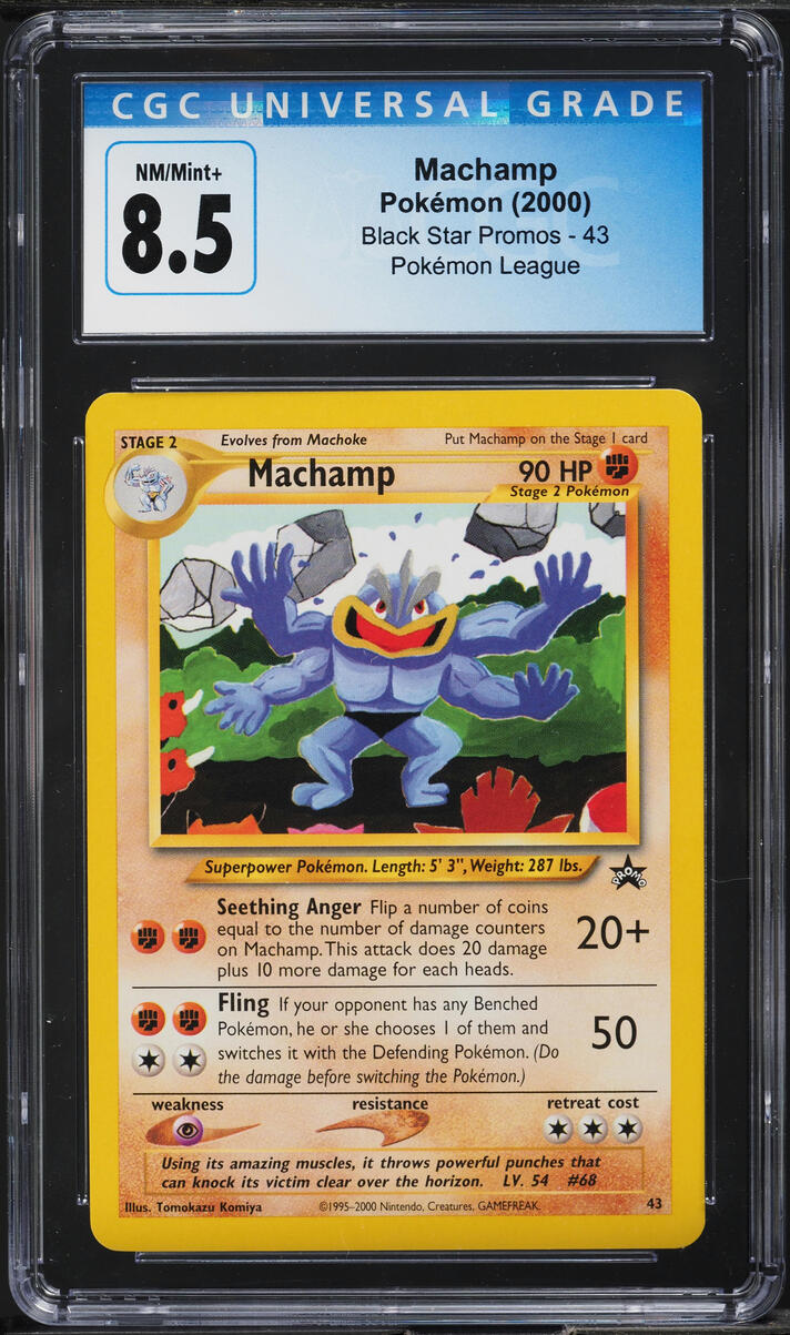 2000 Pokemon League Black Star Promo Machamp #43 CGC 8.5 NM-MT+