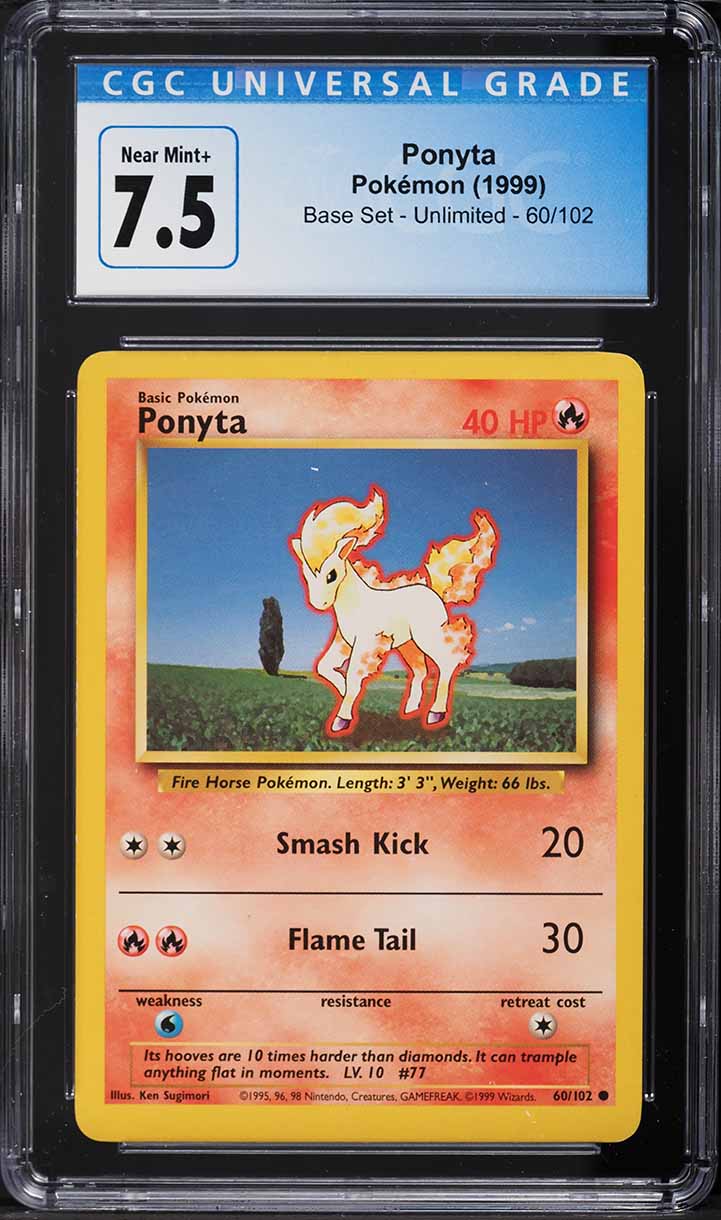 1999 Pokemon Base Set Ponyta #60 CGC 7.5 NRMT+