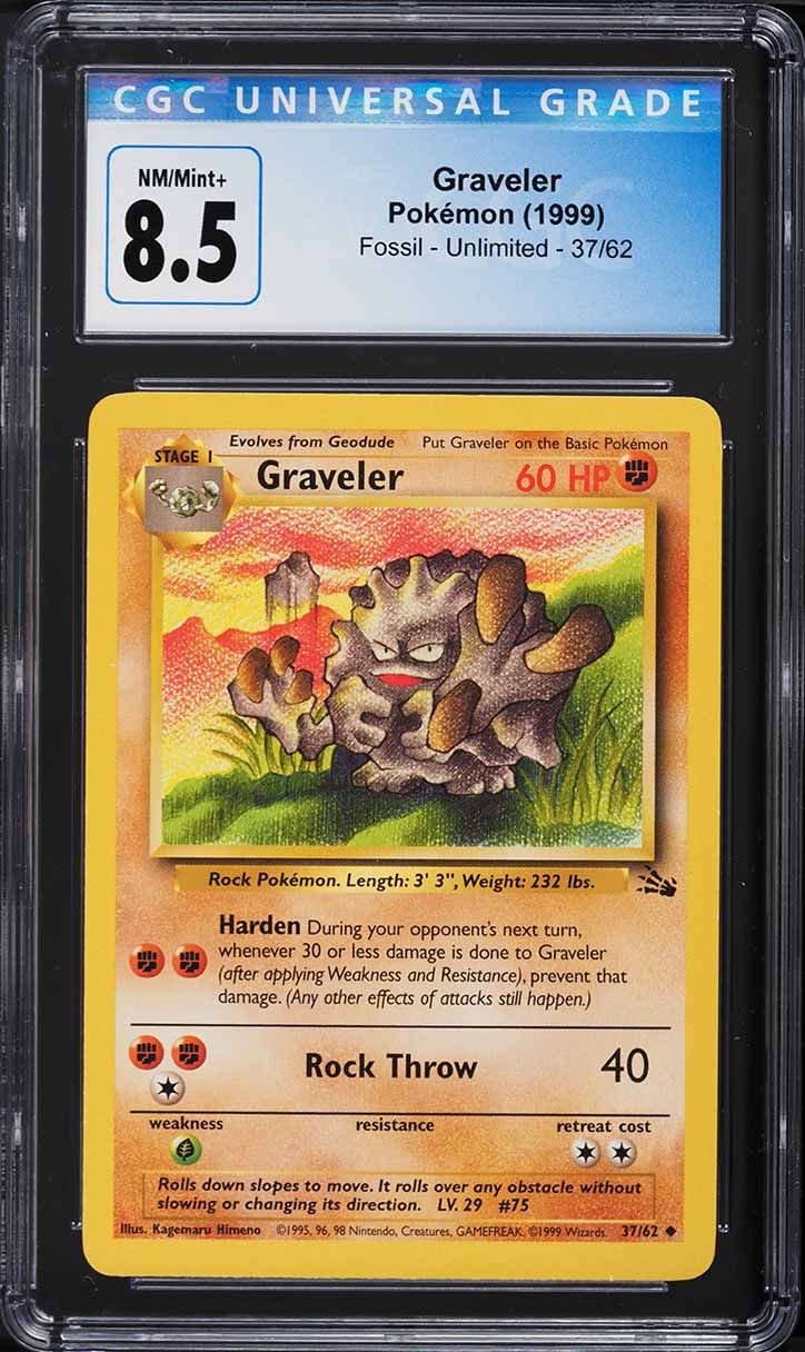 1999 Pokemon Fossil Graveler #37 CGC 8.5 NM-MT+