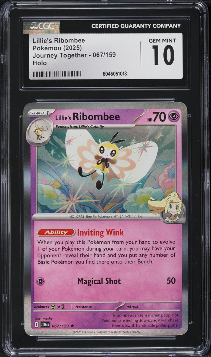 2025 Pokemon SV Journey Together Holo Lillie's Ribombee #67 CGC 10 GEM MINT