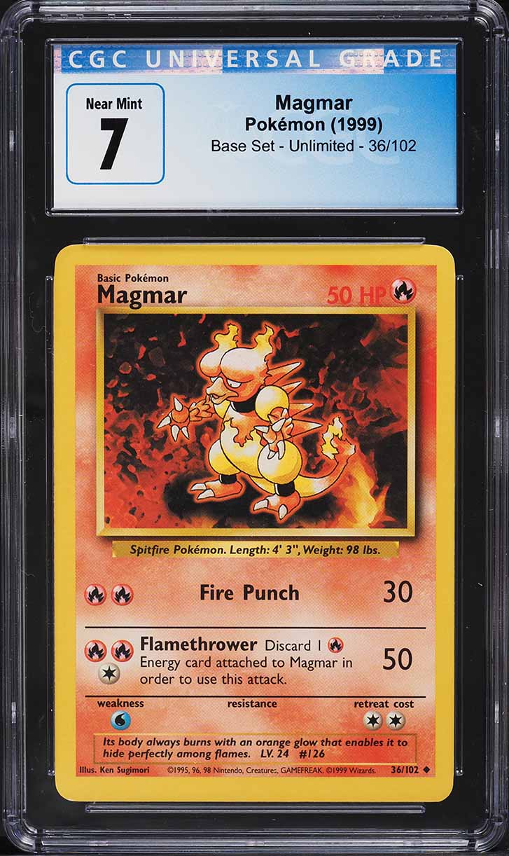 1999 Pokemon Base Set Magmar #36 CGC 7 NRMT