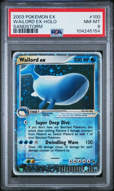 2003 POKEMON EX SANDSTORM #100 WAILORD PSA 8