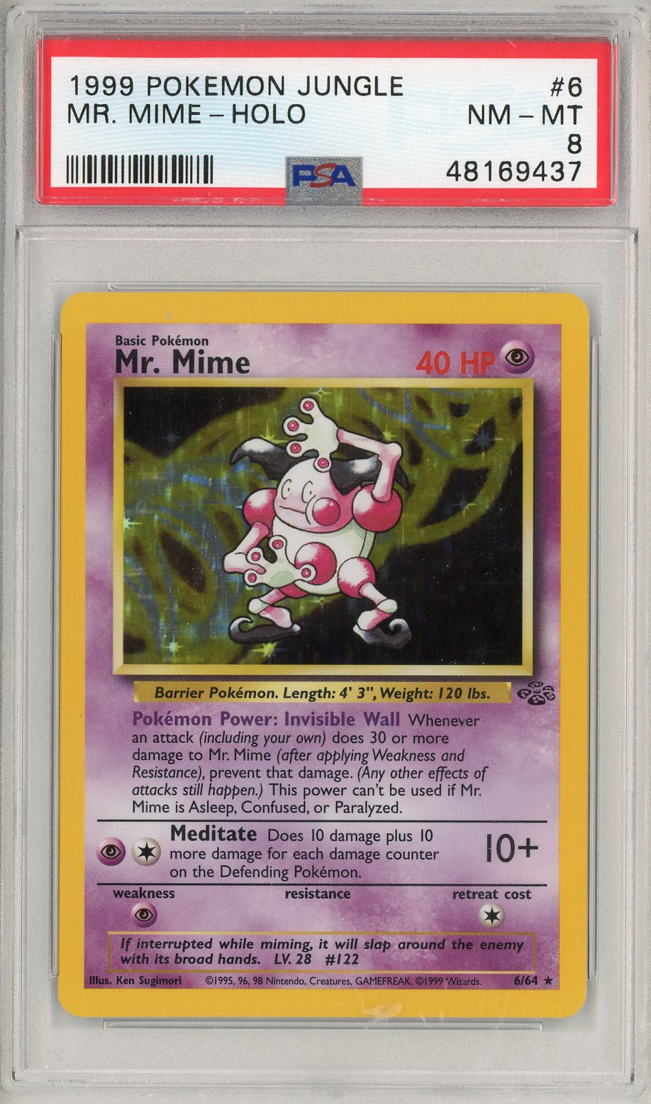 1999 Pokemon Jungle Holo Mr. Mime #6A PSA 8