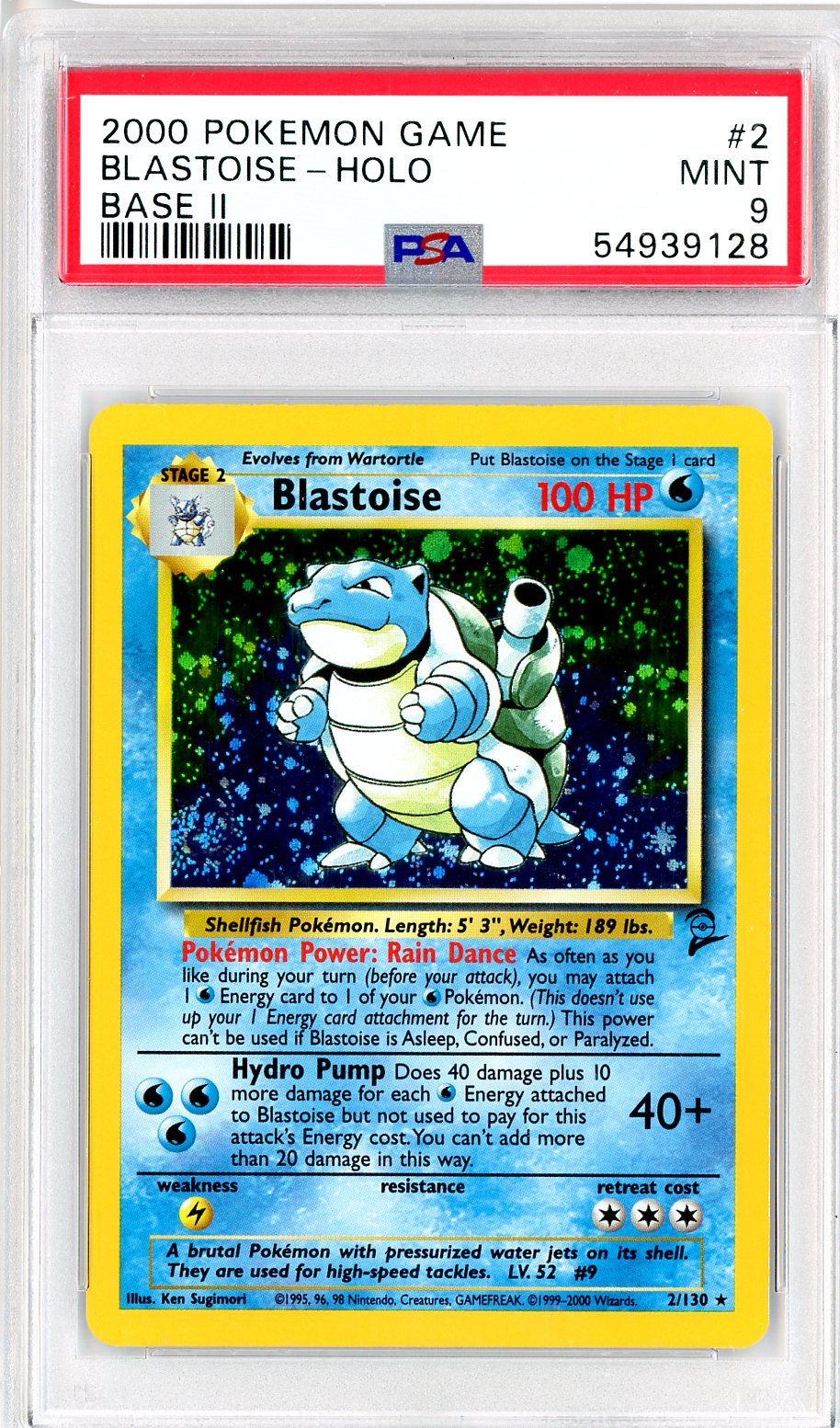 2000 Pokemon Base Set 2 Holo Blastoise #2 PSA 9