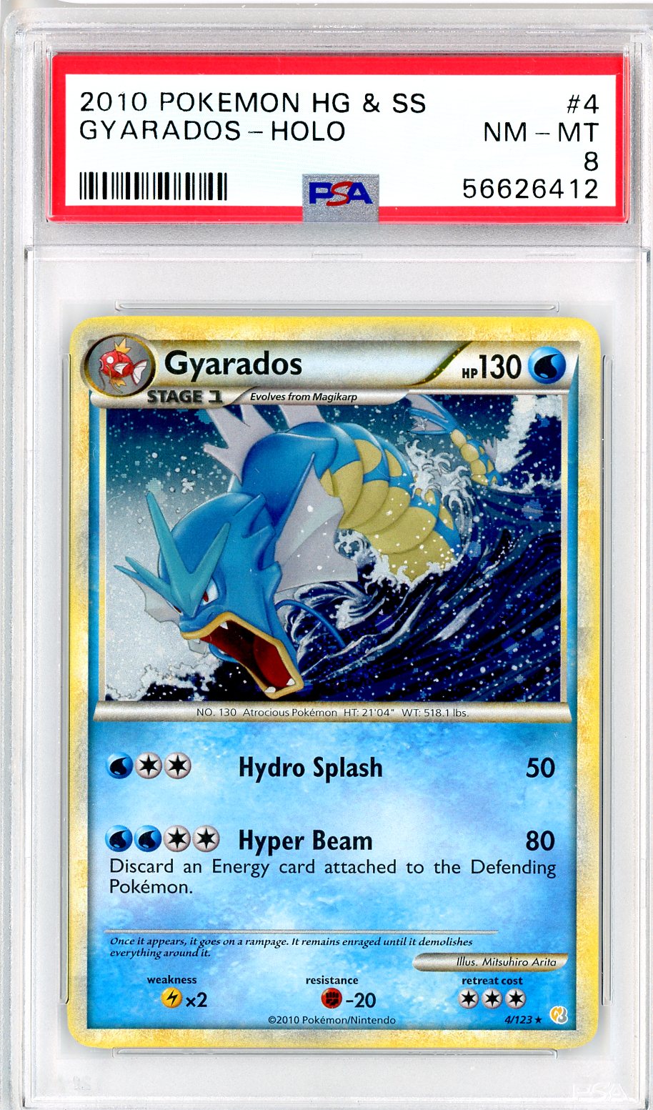 2010 Pokemon Heartgold & Soulsilver Gyarados #4 PSA 8