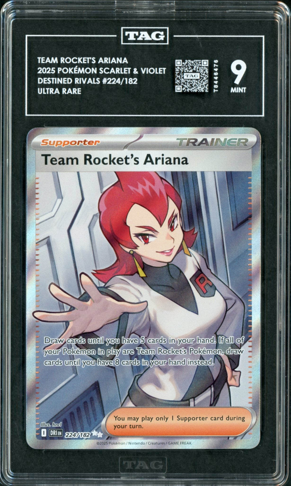 2025 Pokemon Destined Rivals Team Rocket's Ariana #224 TAG 9