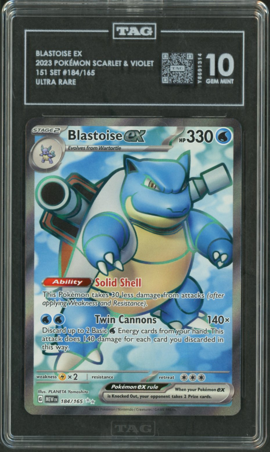 2023 Pokemon 151 Blastoise Ex #184 TAG 10