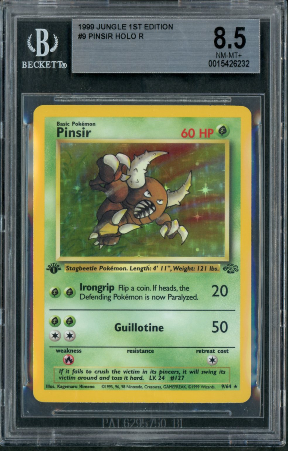 1999 Pokemon Jungle 1st Edition Holo Pinsir #9 BGS 8.5