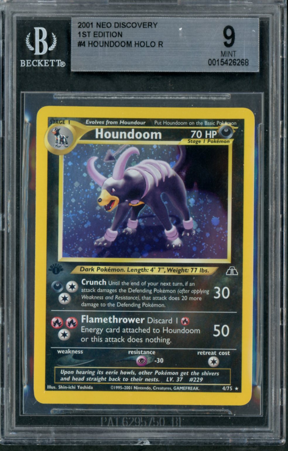 2001 Pokemon Neo Discovery 1st Edition Holo Houndoom #4 BGS 9