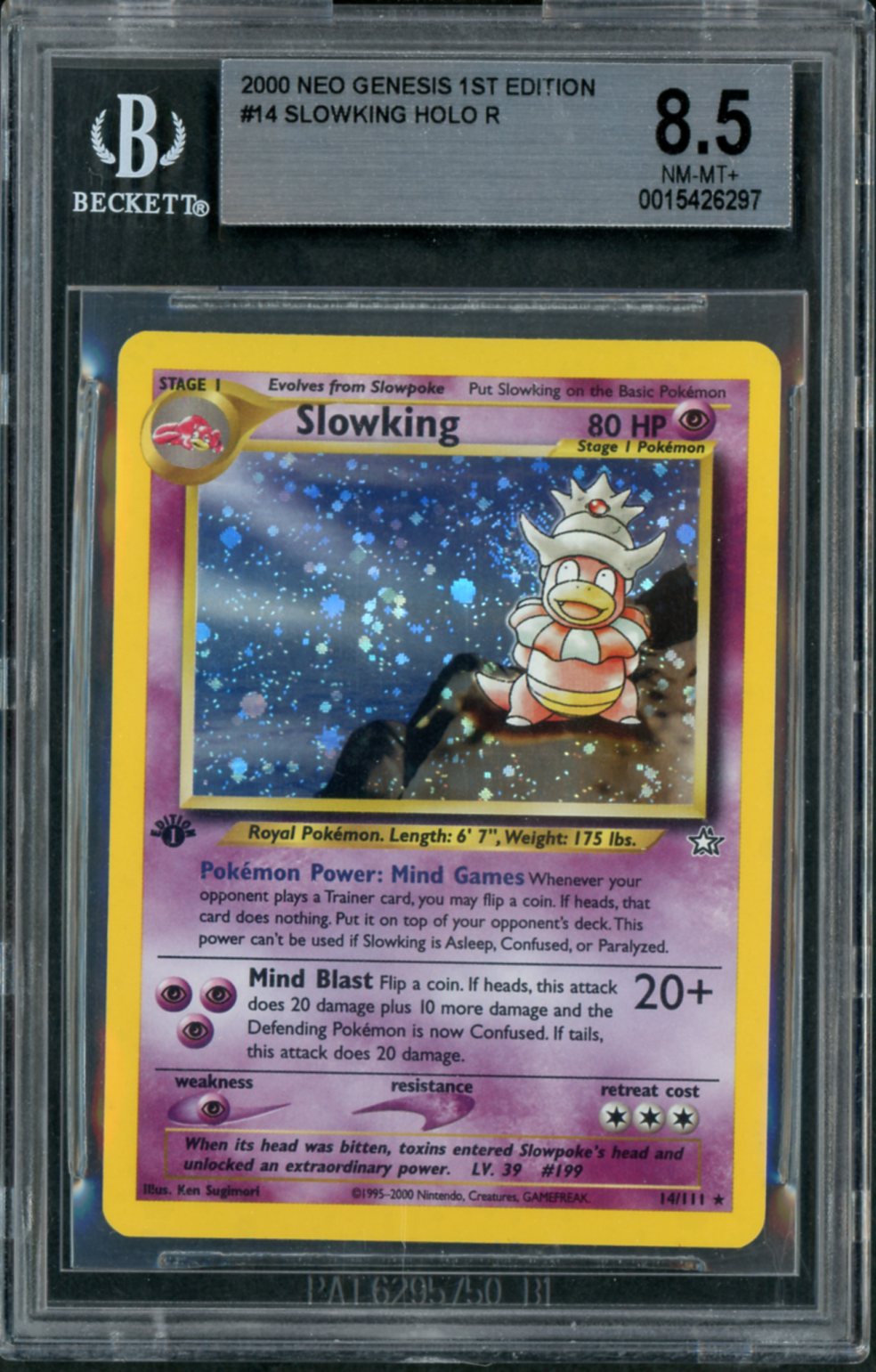 2000 Pokemon Neo Genesis 1st Edition Holo Slowking #14 BGS 8.5
