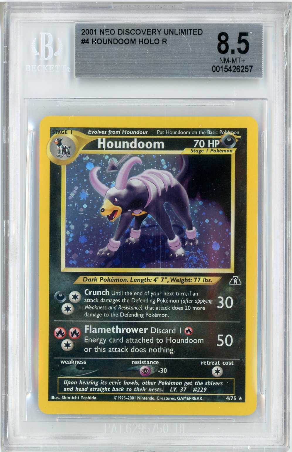 2001 Pokemon Neo Discovery Holo Houndoom #4 BGS 8.5
