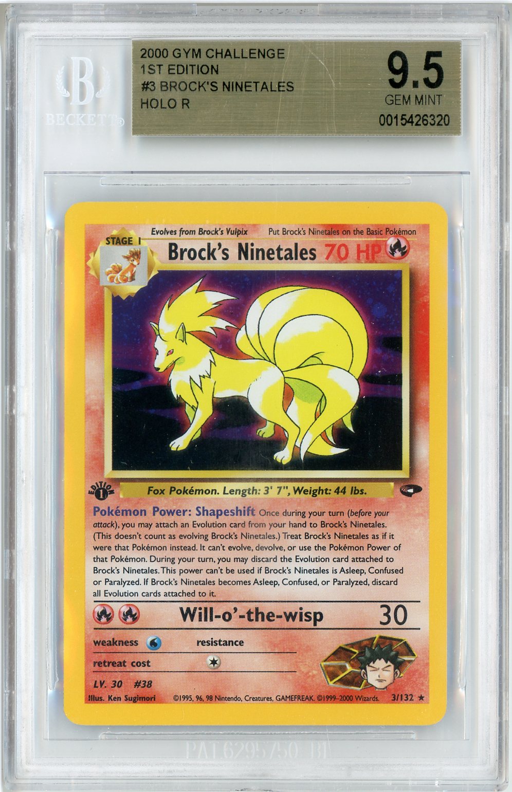 2000 Pokemon Gym Challenge 1st Edition Brock's Ninetales #3 BGS 9.5