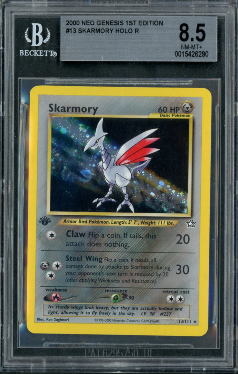 2000 Pokemon Neo Genesis 1st Edition Holo Skarmory #13 BGS 8.5