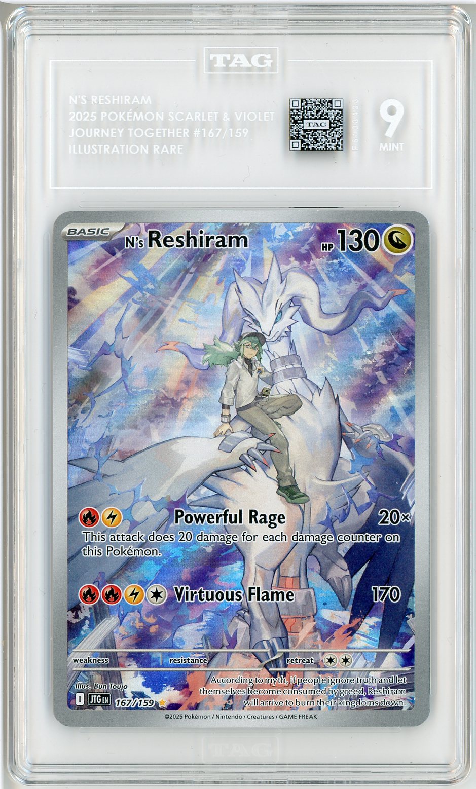2025 Pokemon Journey Together N's Reshiram #167 TAG 9