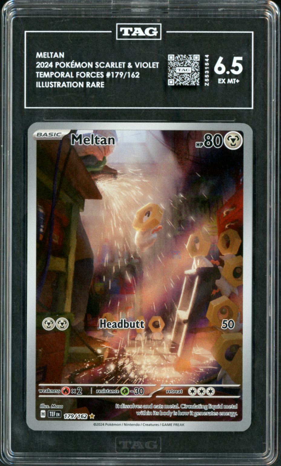 2024 Pokemon Temporal Forces IR Meltan #179 TAG 6.5