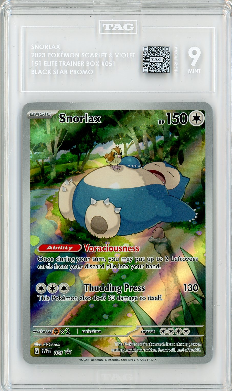 2023 Pokemon 151 ETB Snorlax #051 TAG 9