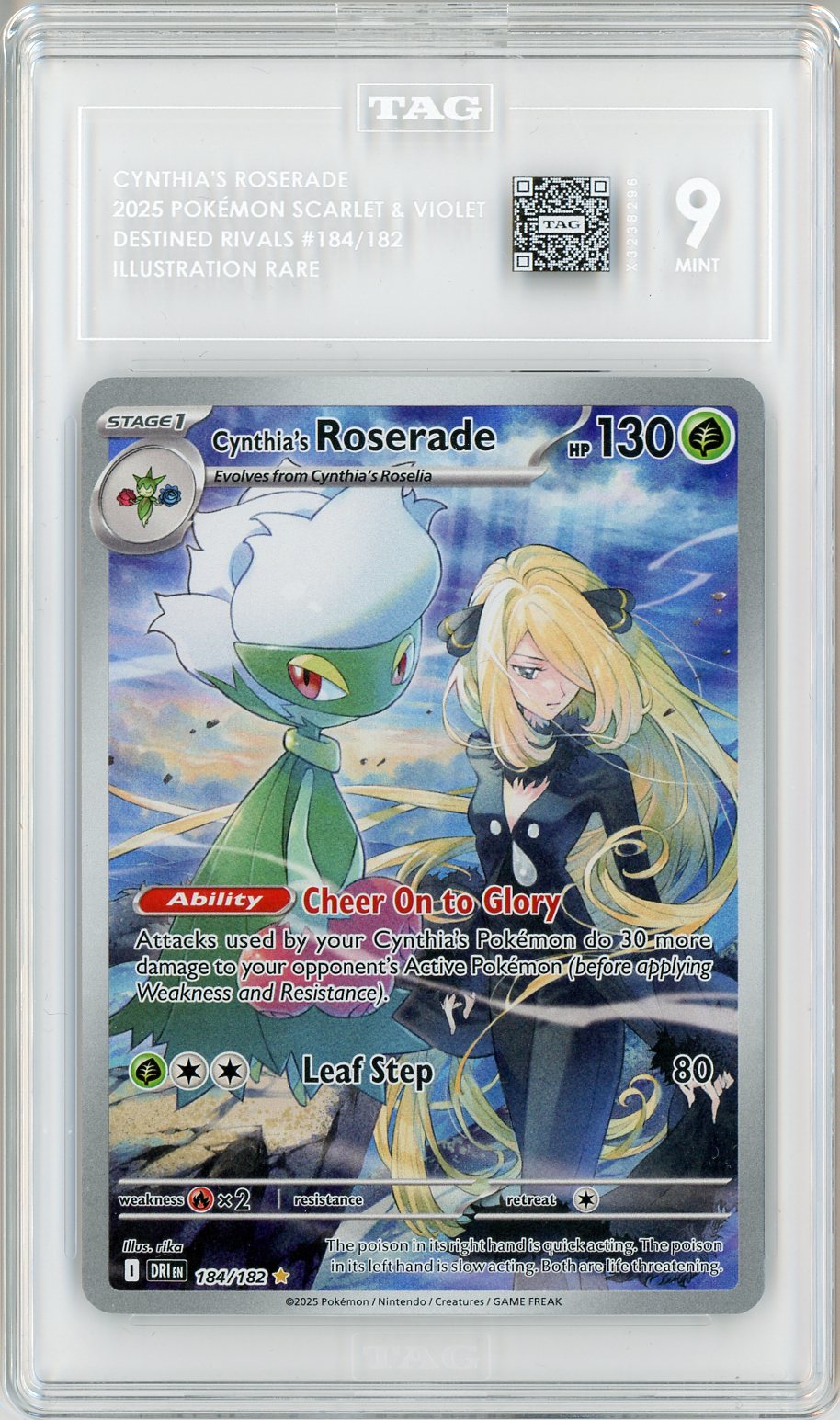 2025 Pokemon Destined Rivals IR Cynthia's Roserade #184 TAG 9