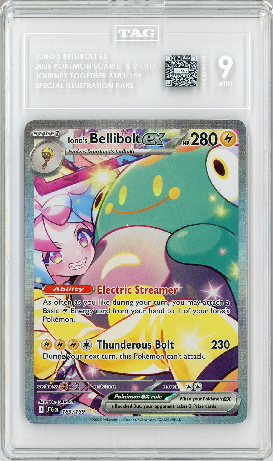 2025 Pokemon Journey Together SIR Iono's Bellibolt Ex #183 TAG 9