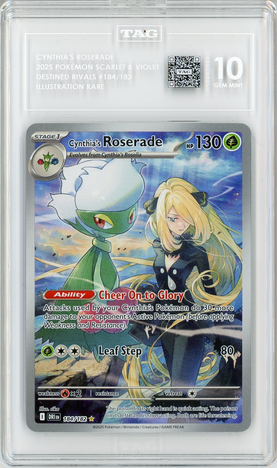 2025 Pokemon Destined Rivals IR Cynthia's Roserade #184 TAG 10
