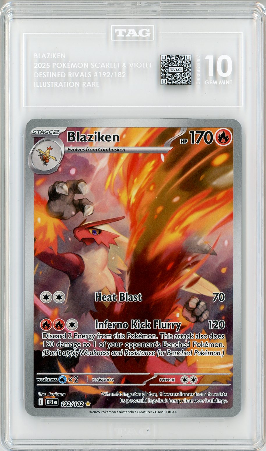 2025 Pokemon Destined Rivals IR Blaziken #192 TAG 10