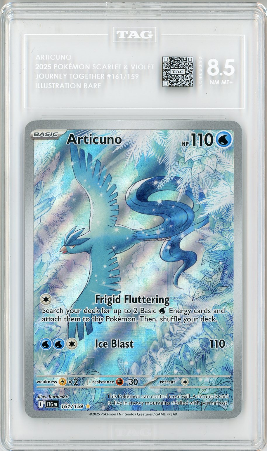 2025 Pokemon Journey Together IR Articuno #161 TAG 8.5