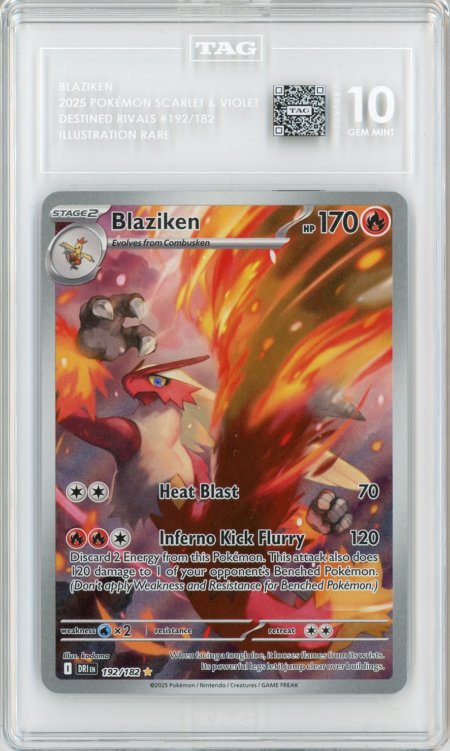 2025 Pokemon Destined Rivals IR Blaziken #192 TAG 10