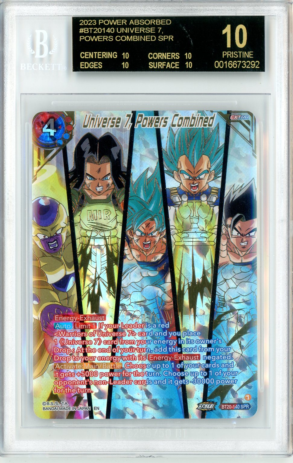 2023 Dragon Ball Super Power Absorbed Universe 7 Combined BGS 10 BLACK LABEL