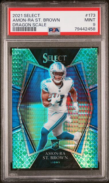 2021 Panini Select Dragon Scale Amon-Ra St. Brown #173 PSA 9