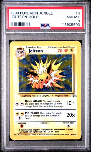 1999 Pokemon Jungle Holo Jolteon #4 PSA 8