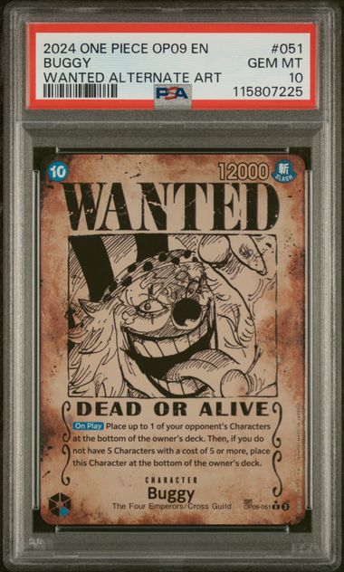 2024 One Piece Emperors In New World Wanted Buggy #OP09-051 PSA 10