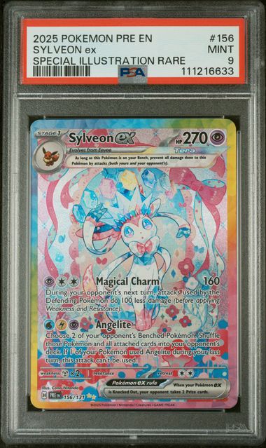 2025 Pokemon Prismatic Evolutions Special Illustration Rare Sylveon Ex #156 PSA 9
