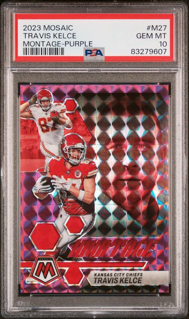 2023 Panini Mosaic Montage Purple /49 Travis Kelce #M27 PSA 10