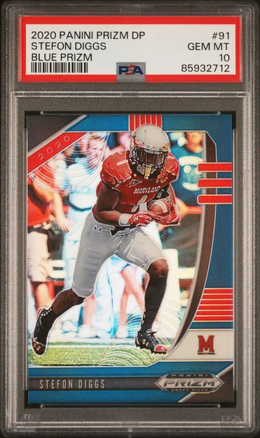 2020 Panini Prizm Draft Picks Blue Prizm Stefon Diggs #91 PSA 10