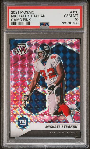 2021 Panini Mosaic Camo Pink Michael Strahan #150 PSA 10