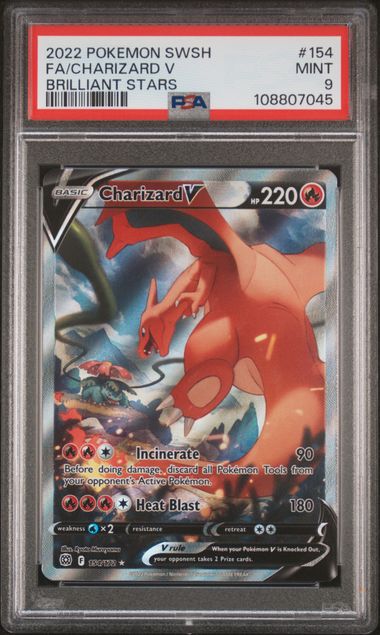 2022 Pokemon Brilliant Stars Charizard V #154 PSA 9