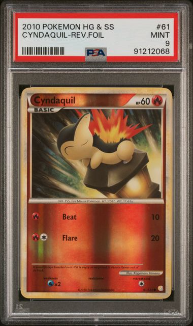 2010 Pokemon Heartgold & Soulsilver Reverse Holo Cyndaquil #61 PSA 9