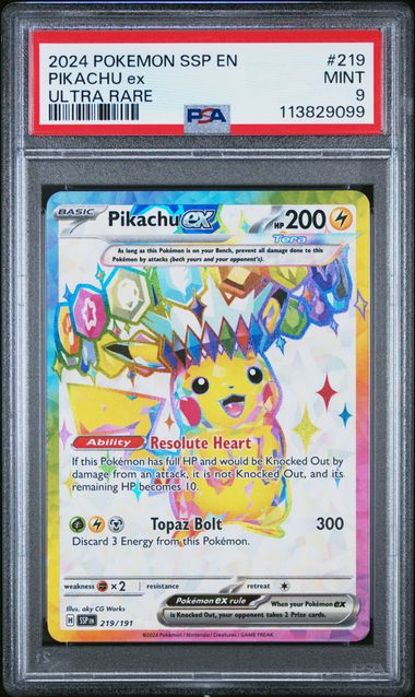2024 Pokemon Surging Sparks Pikachu Ex #219 PSA 9