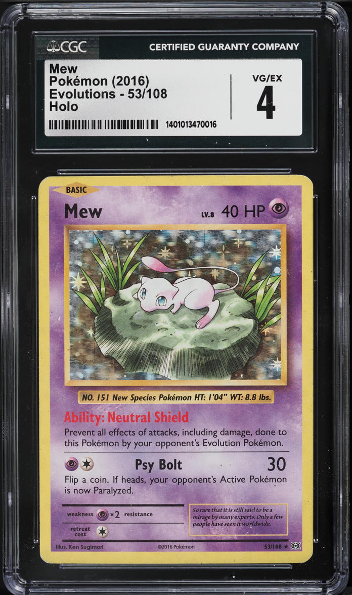 2016 Pokemon XY Evolutions Holo Mew #53 CGC 4 VGEX